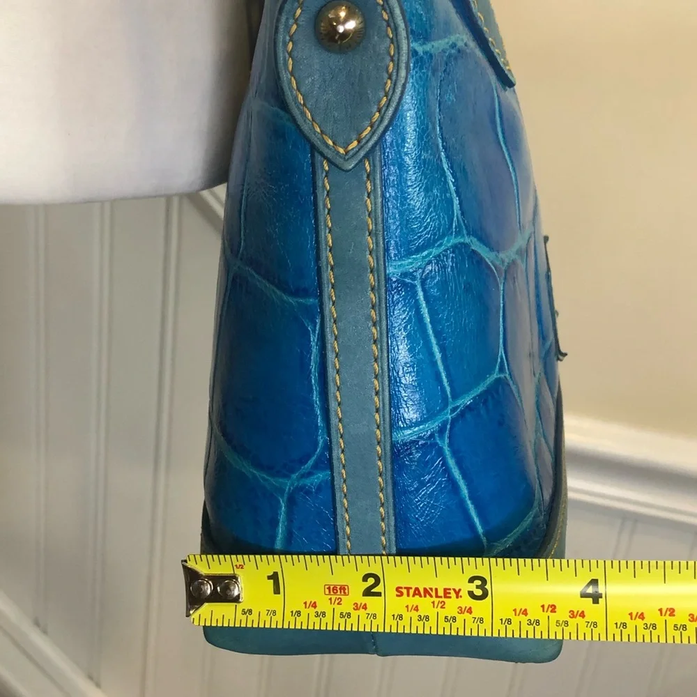 DOONEY BOURKE Electric Blue Croc Embossed Leather Top Handle Crossbody Bag